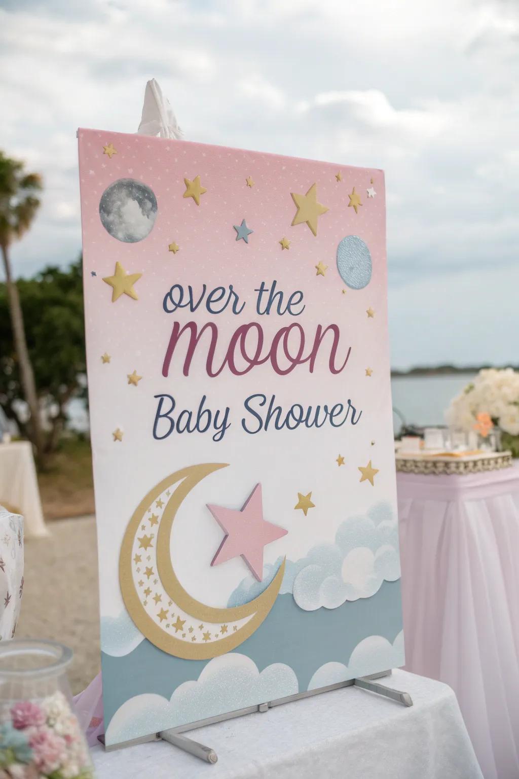 An invitation that establishes the ambiance for a celestial celebration.