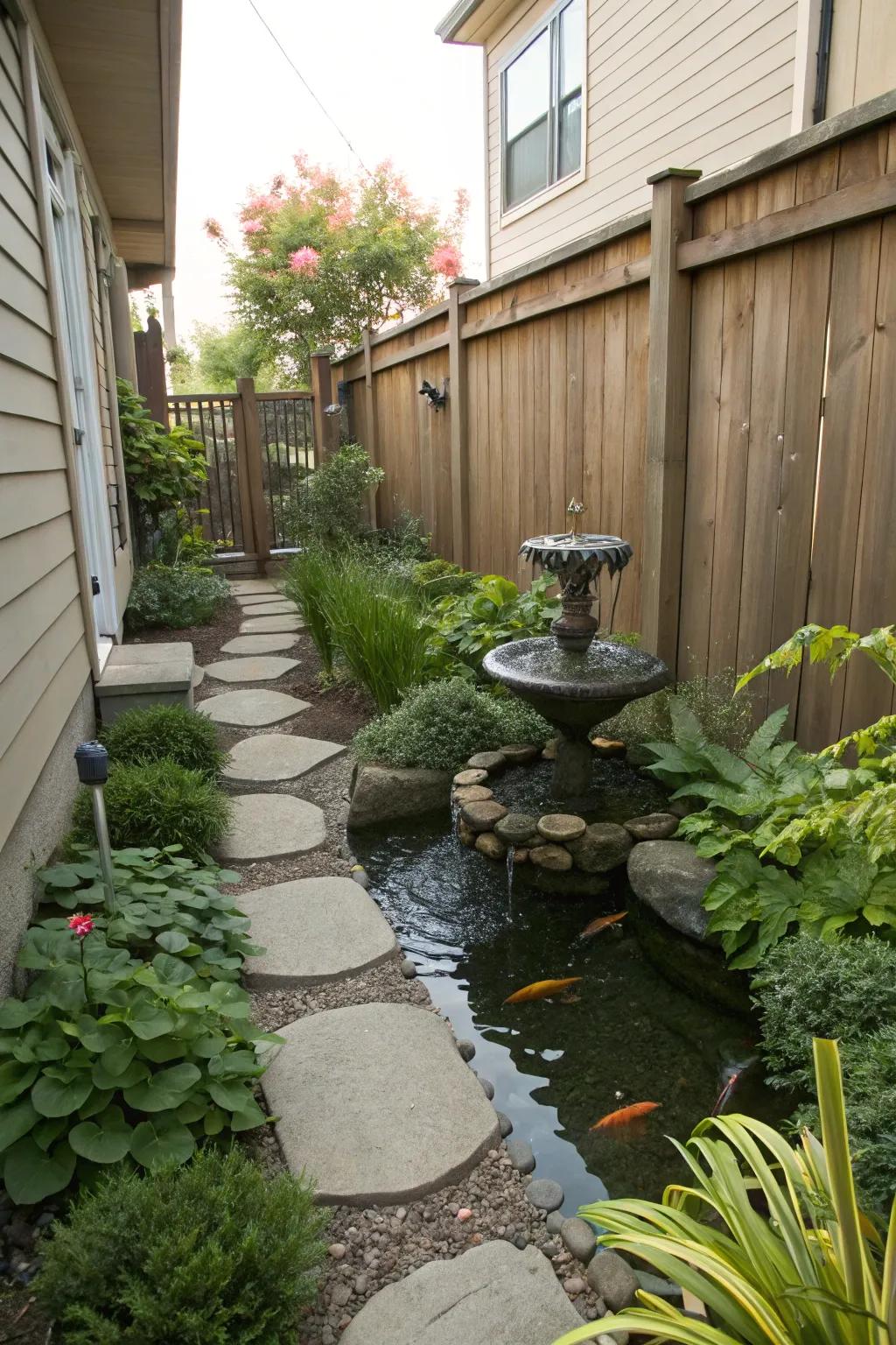 A water feature creates a soothing atmosphere in your garden.