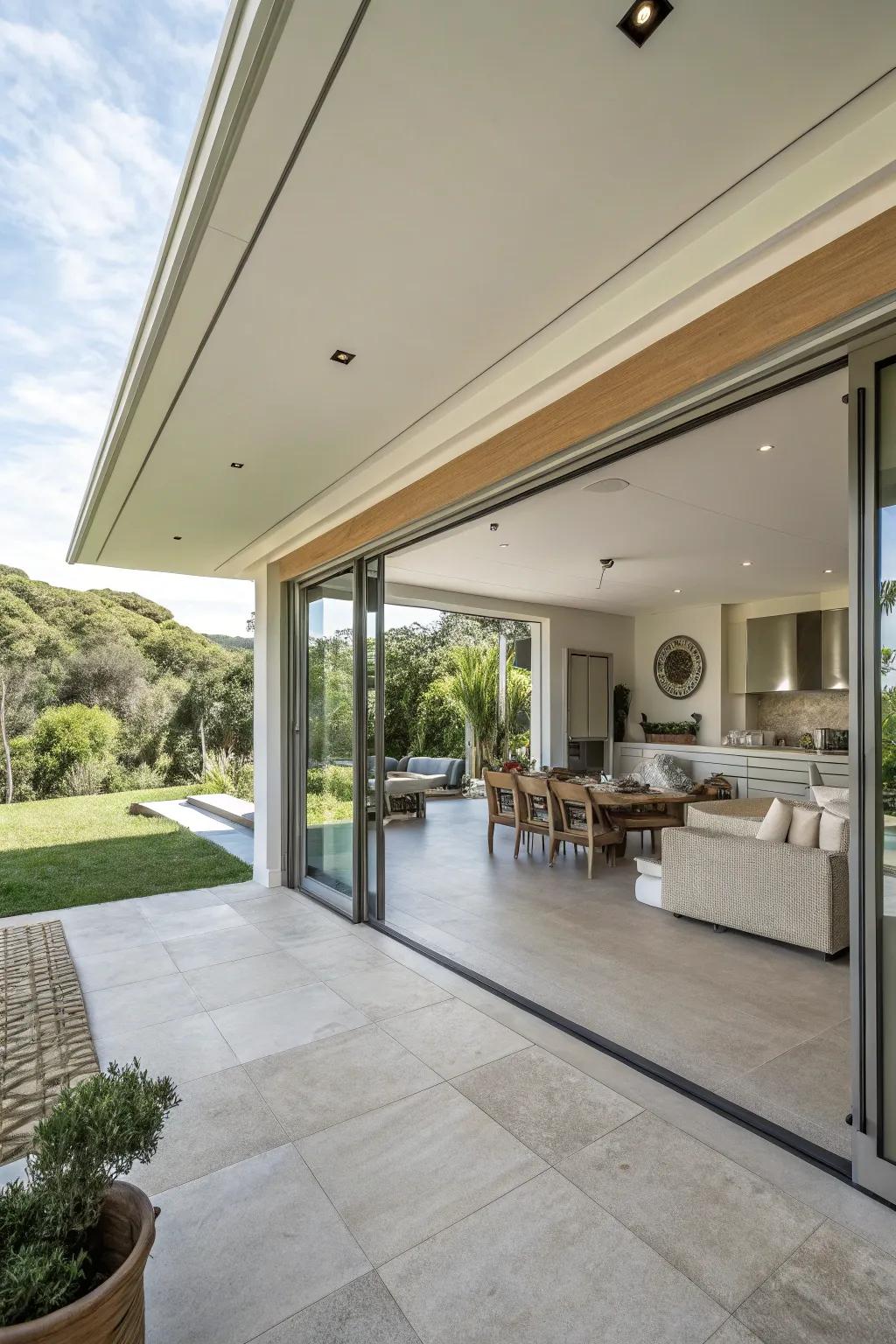 Paint integration blurs indoor and outdoor spaces.