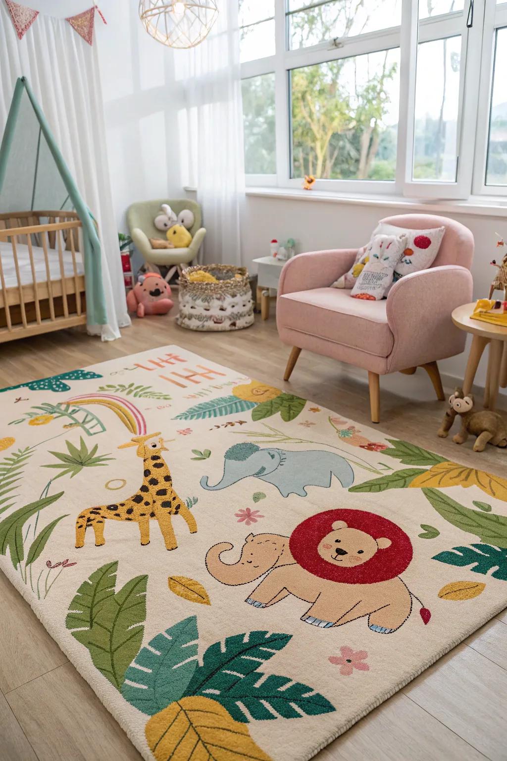 Themed floor coverings can transport your nursery to a world of imagination.