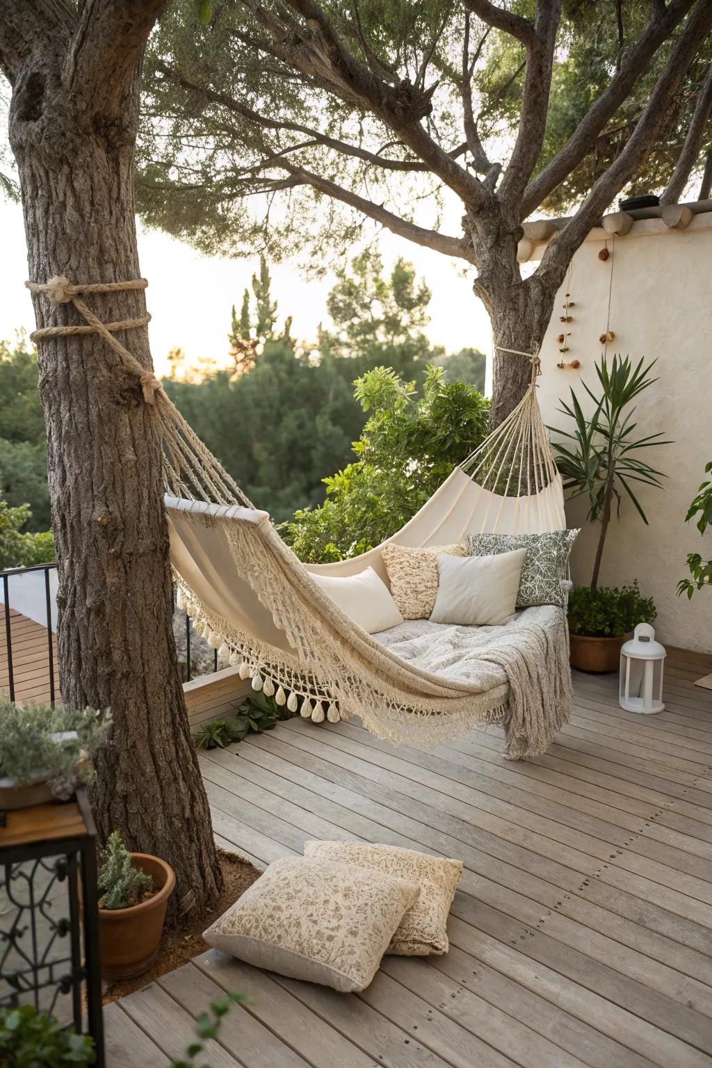 Slings offer a serene spot for relaxation.