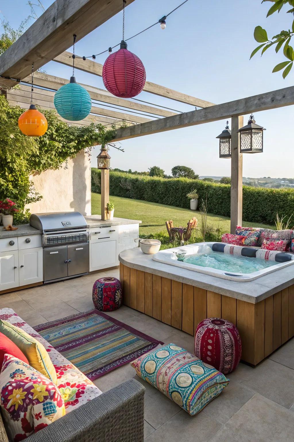 Bright touches can invigorate your outdoor area.