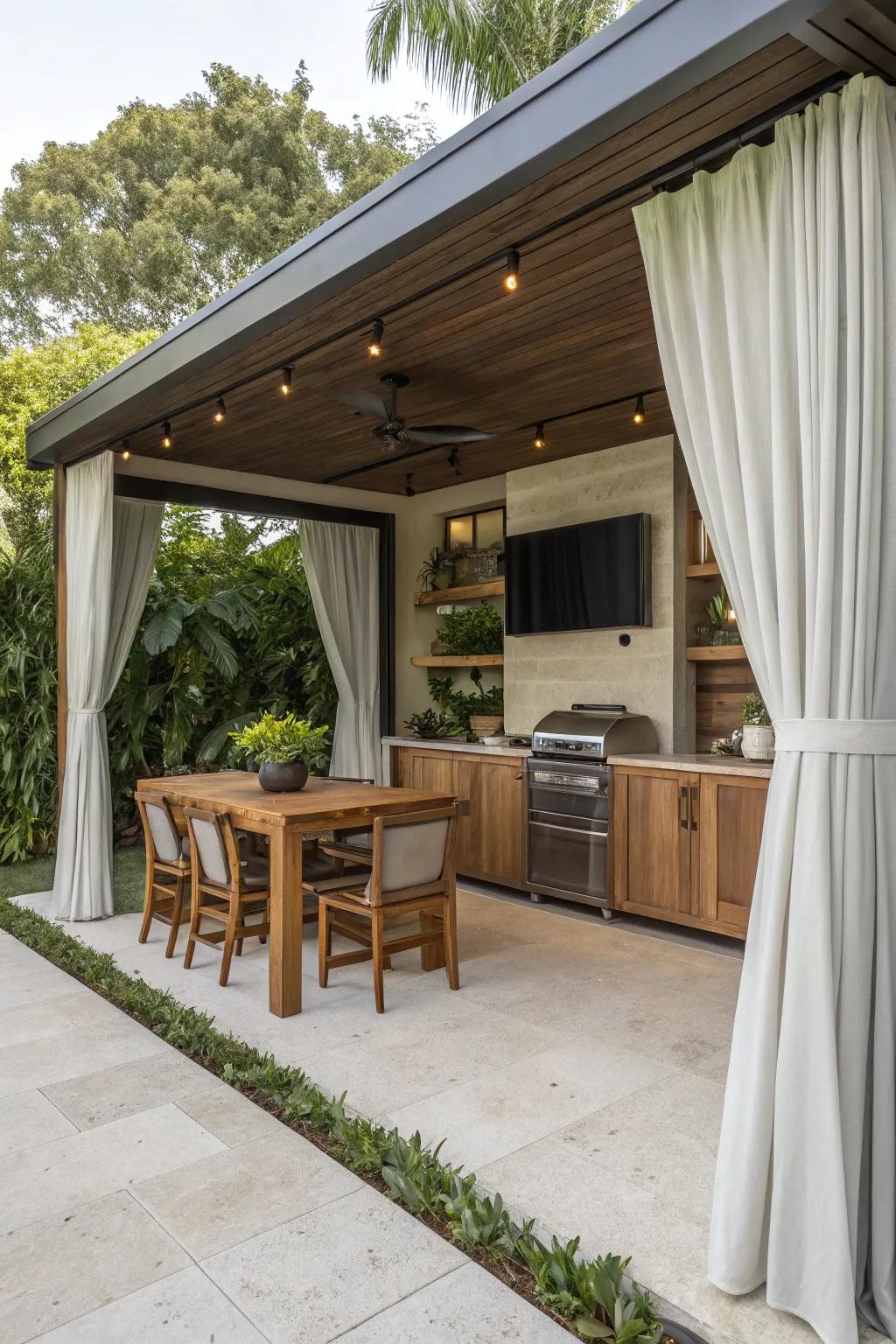 Turn your yard into a retreat using a cabana-style outdoor TV design.