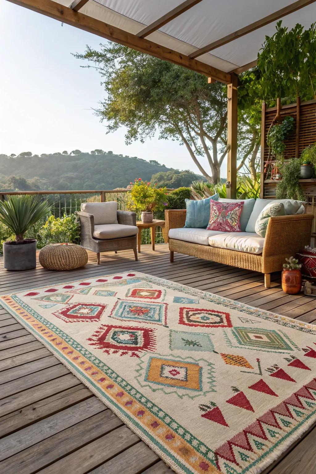 Exterior weaves help define spaces and add character to your patio.