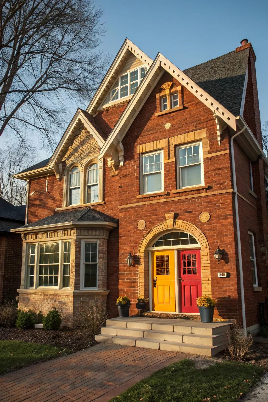 Contrasting hues accentuate architectural particulars exquisitely.