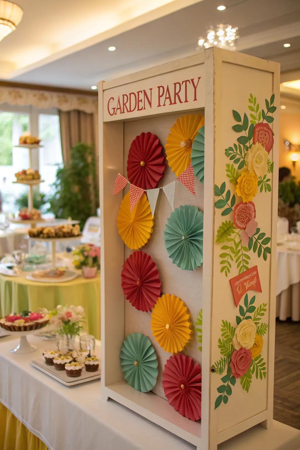 A garden revelry shadow box conveys celebratory delight to your dwelling.