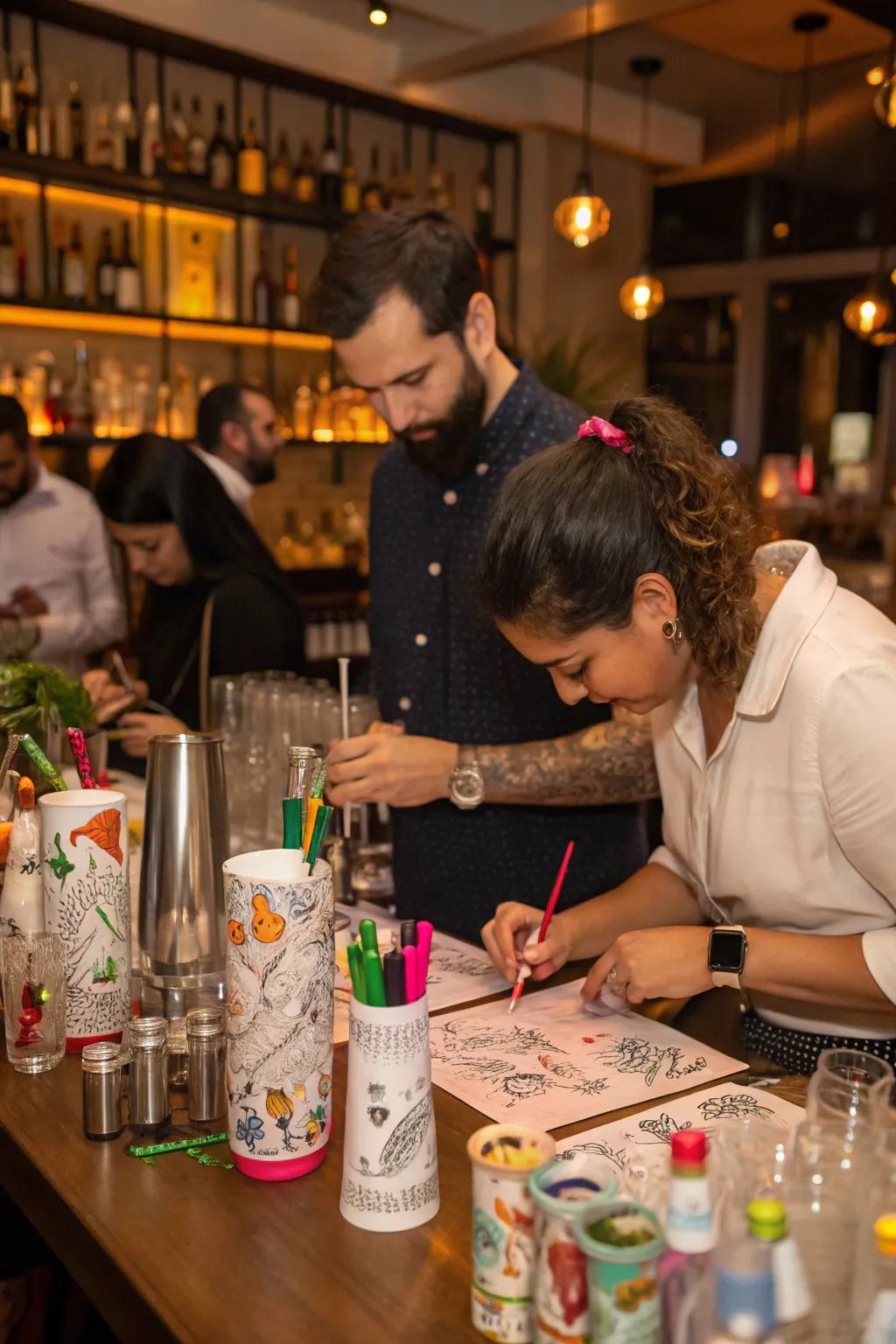 Personalized drinkware adds a fun and personal touch to the party.