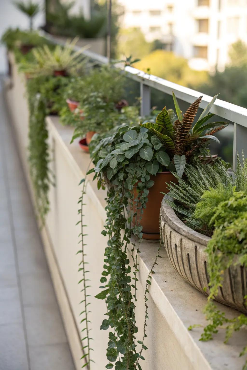 A fusion of equivalence and imbalance forges a poised and vibrant plant ledge.