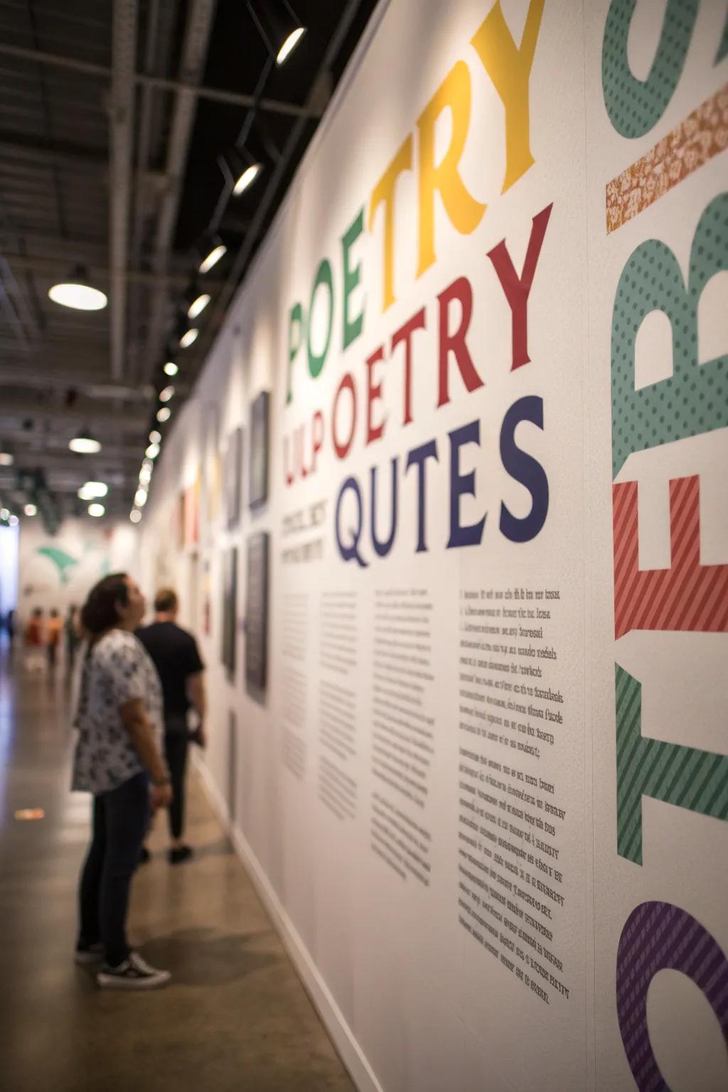 A quote wall transforms poetry into a forceful visual proclamation.