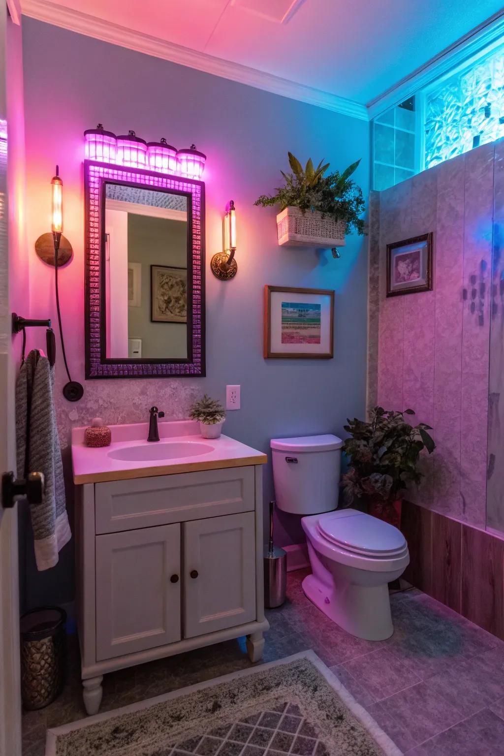 Colored illumination adds a distinct and creative touch.