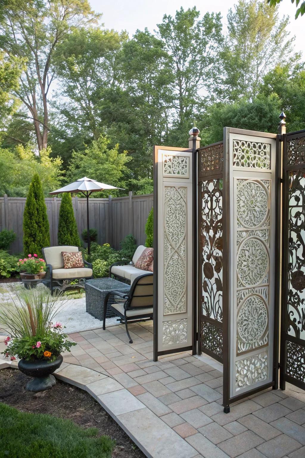 Decorative screens offering privacy and style.