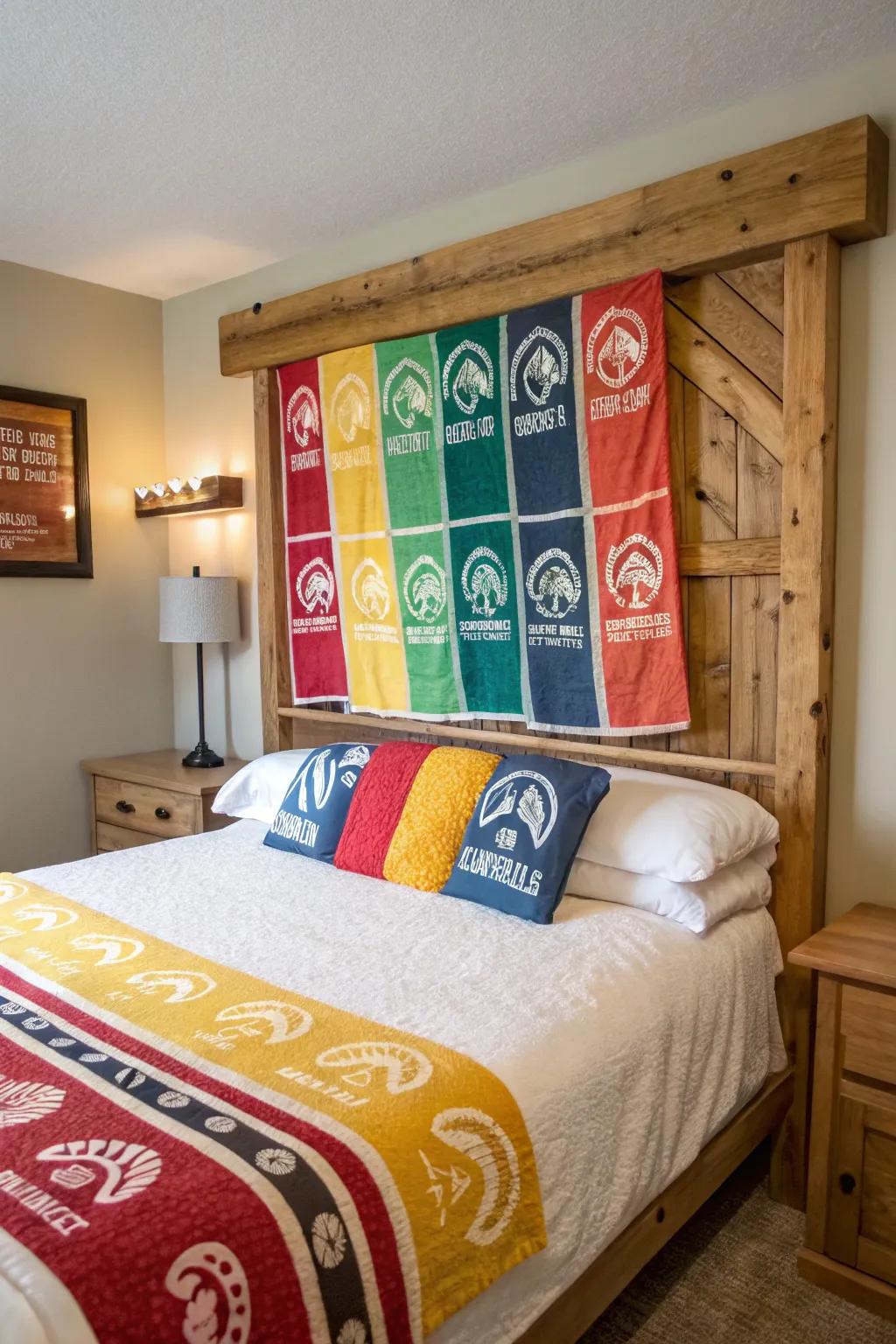 Build a custom headboard with spirited squares.