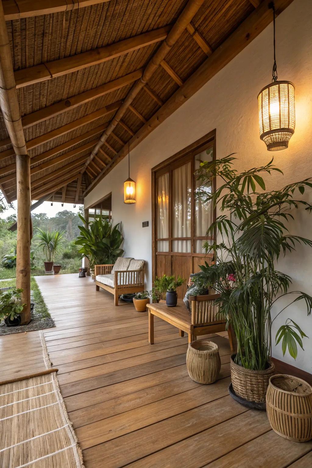 Renewable bamboo flooring adds elegance and eco-consciousness to this ranch home.