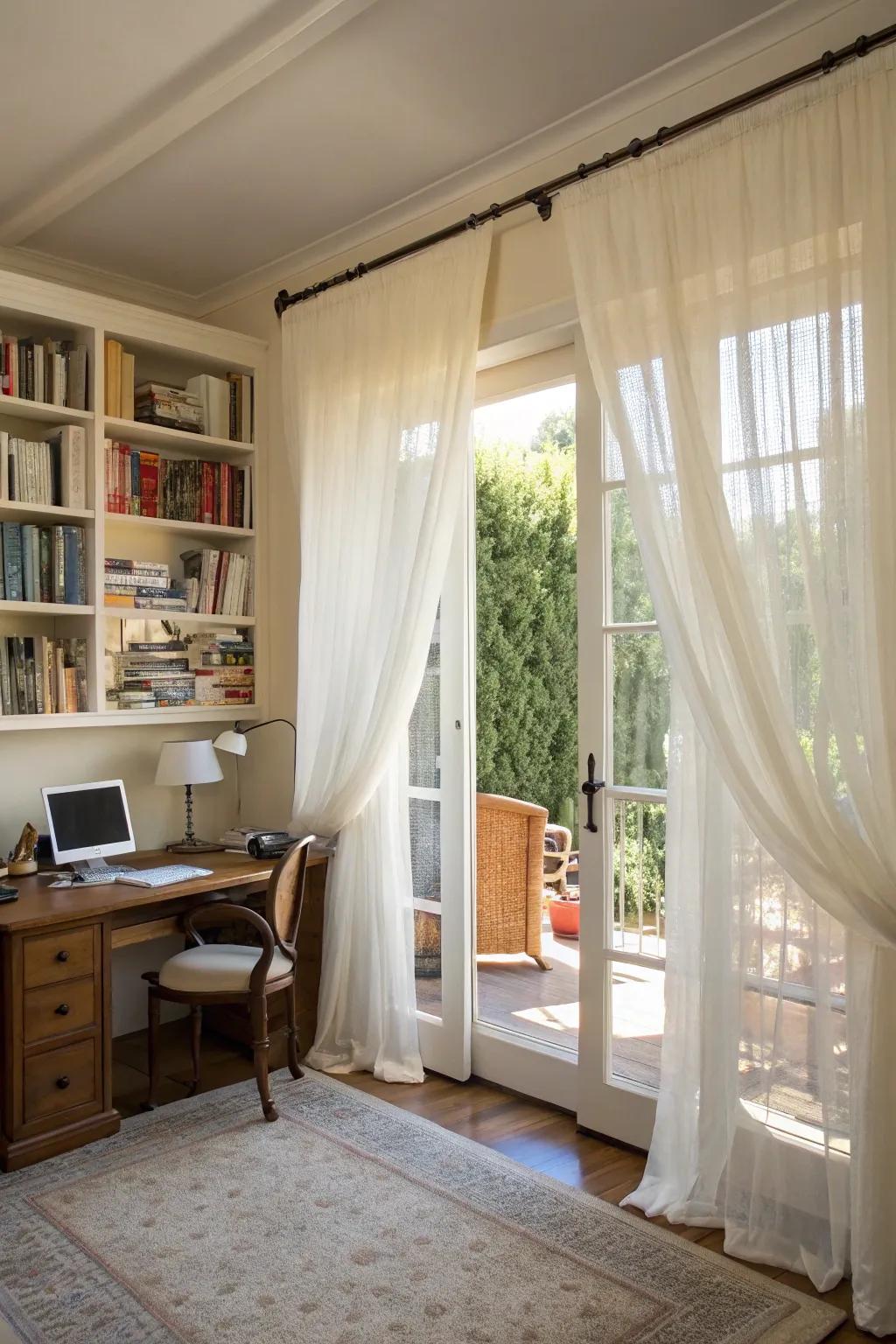 Hook-and-loop fastener strips create a seamless and polished curtain look.