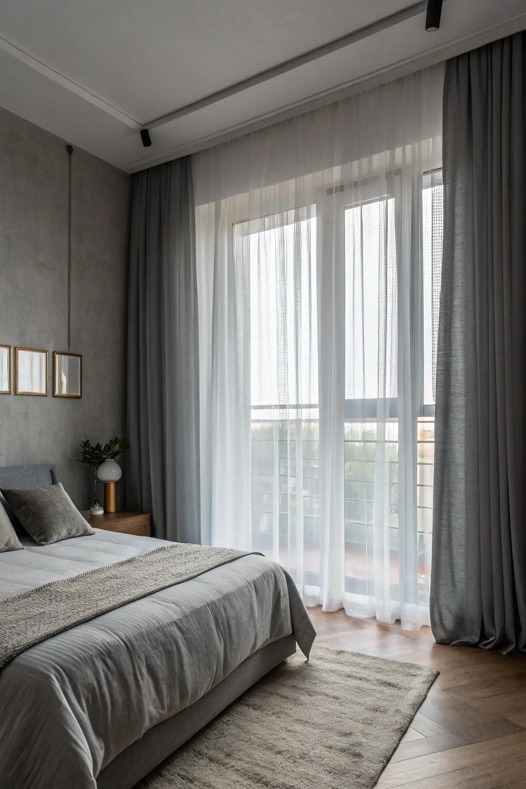 Sheer fabrics enable natural light to enhance the tranquil atmosphere.