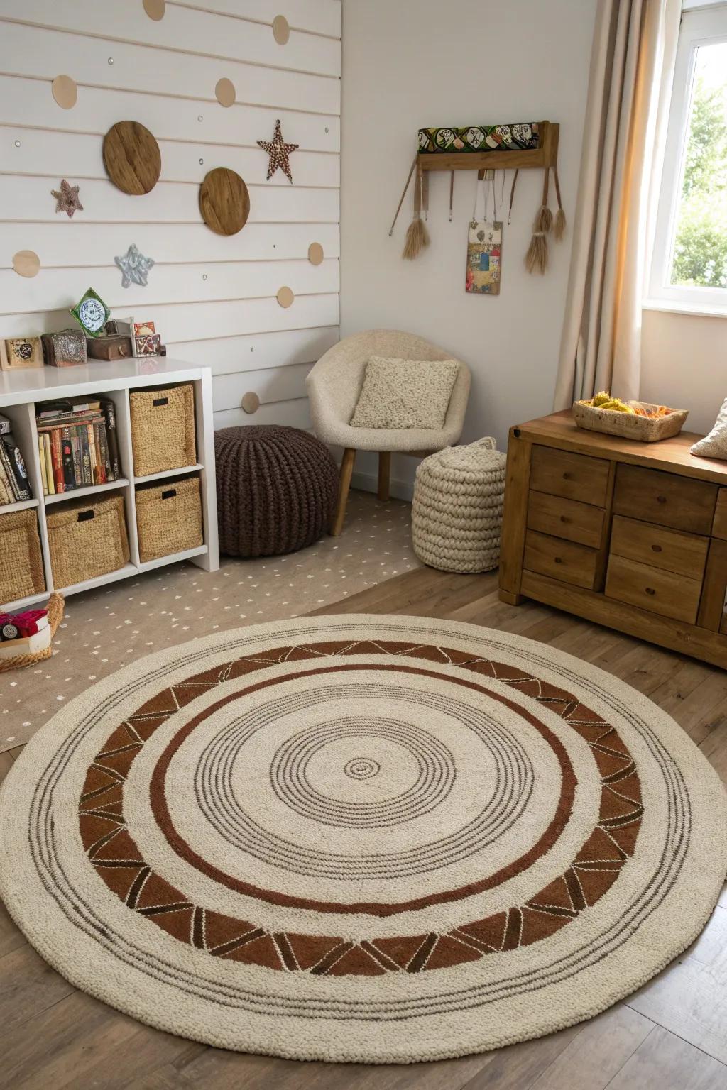 Unexpected rug shapes can add a surprise factor to your decor.