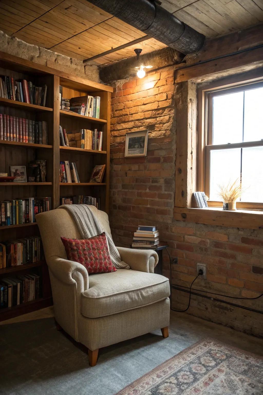 A cozy reading space encourages rest and relaxation.
