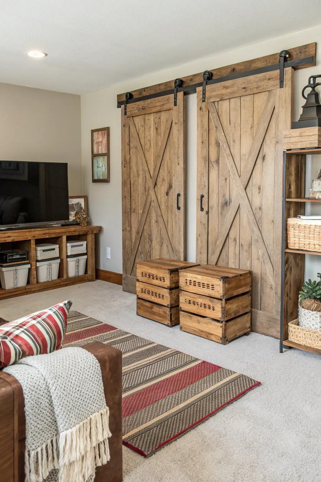 Farmhouse touches add quaint charm to the family space.