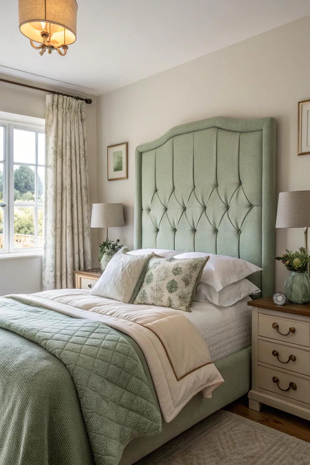 With pale green upholstery, make a statement.