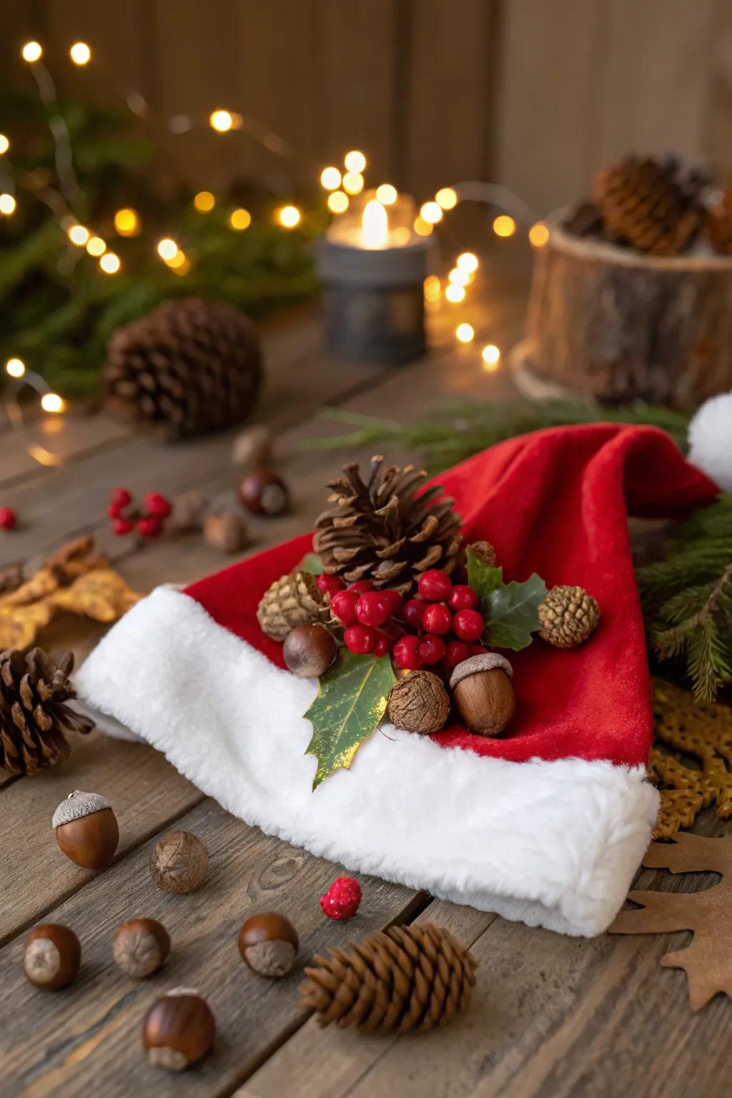 Introduce natural accents with cupule and holly shrub drupes for an earthy impression.