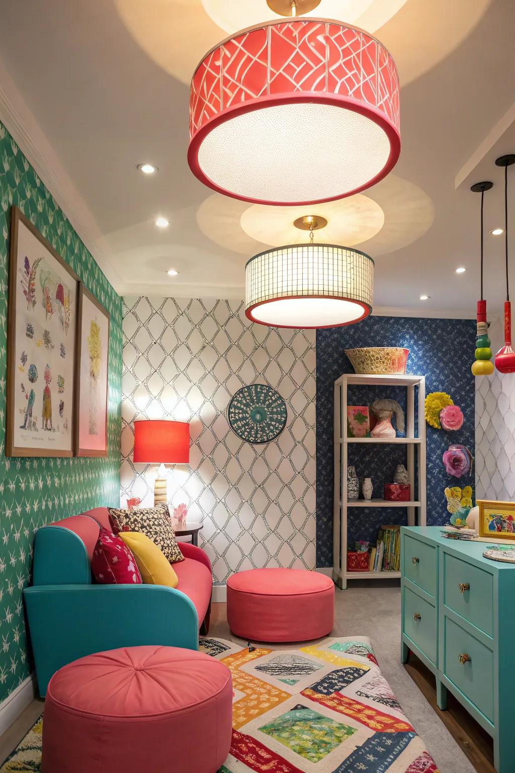 Add a playful touch with vibrant lighting.