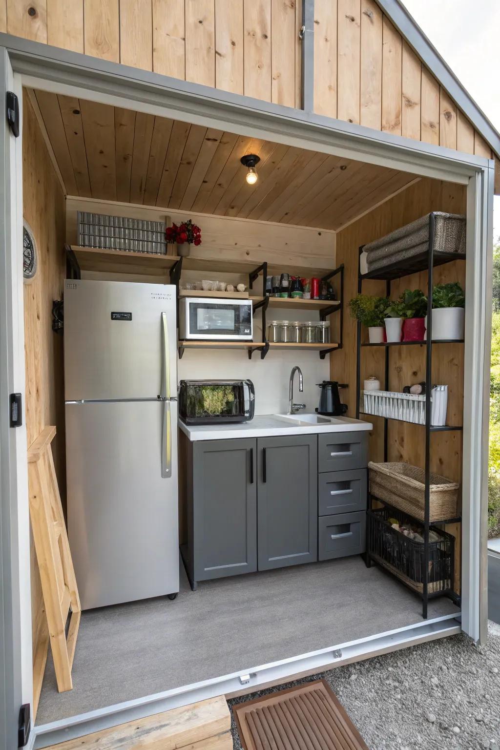 A small cooking area adds ease to your bunkhouse.