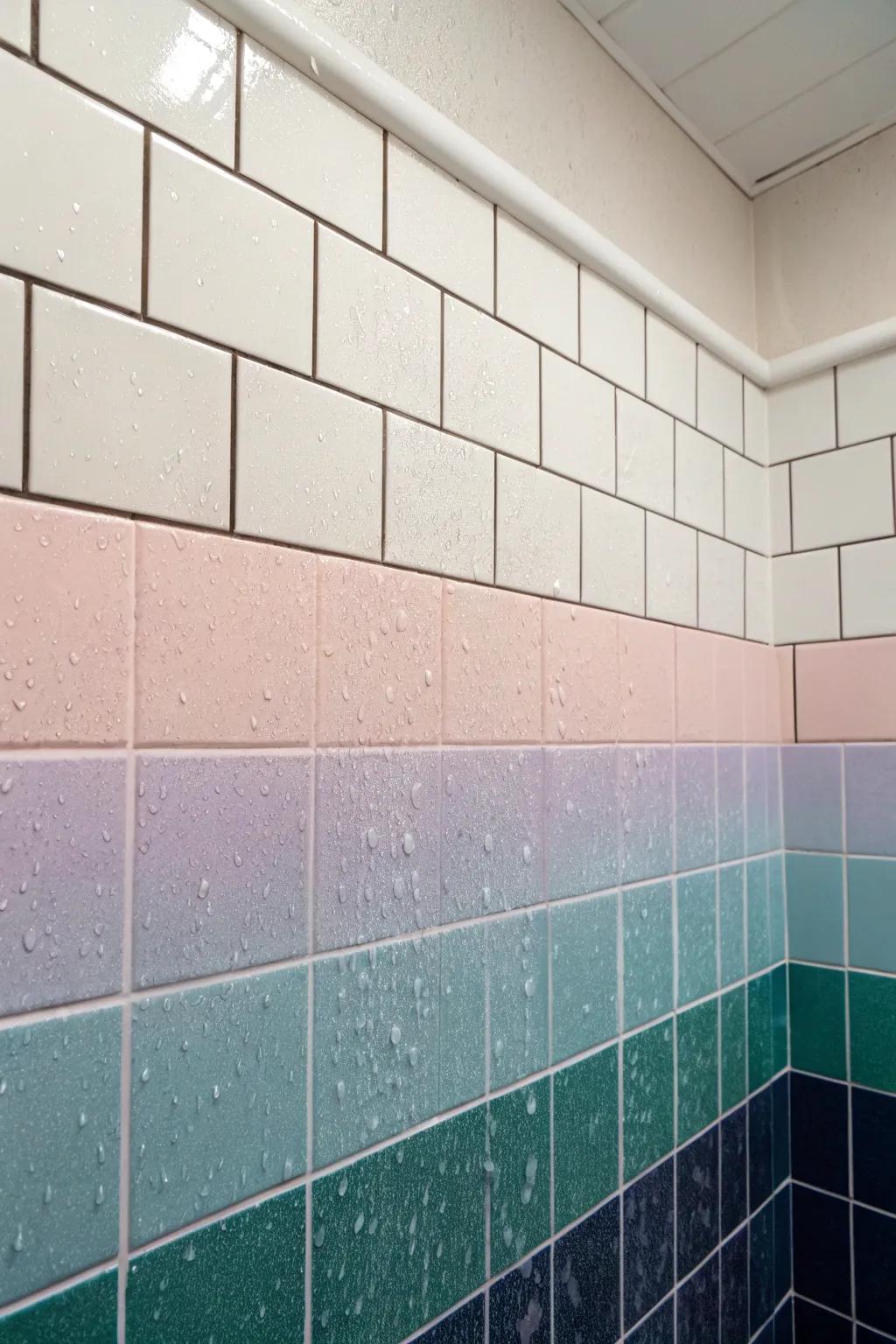 Ombre designs contribute a mesmerizing gradient result to the shower.