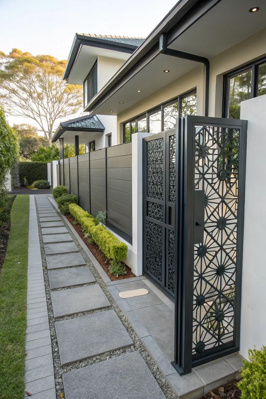 A metallic screen offering both style and security.