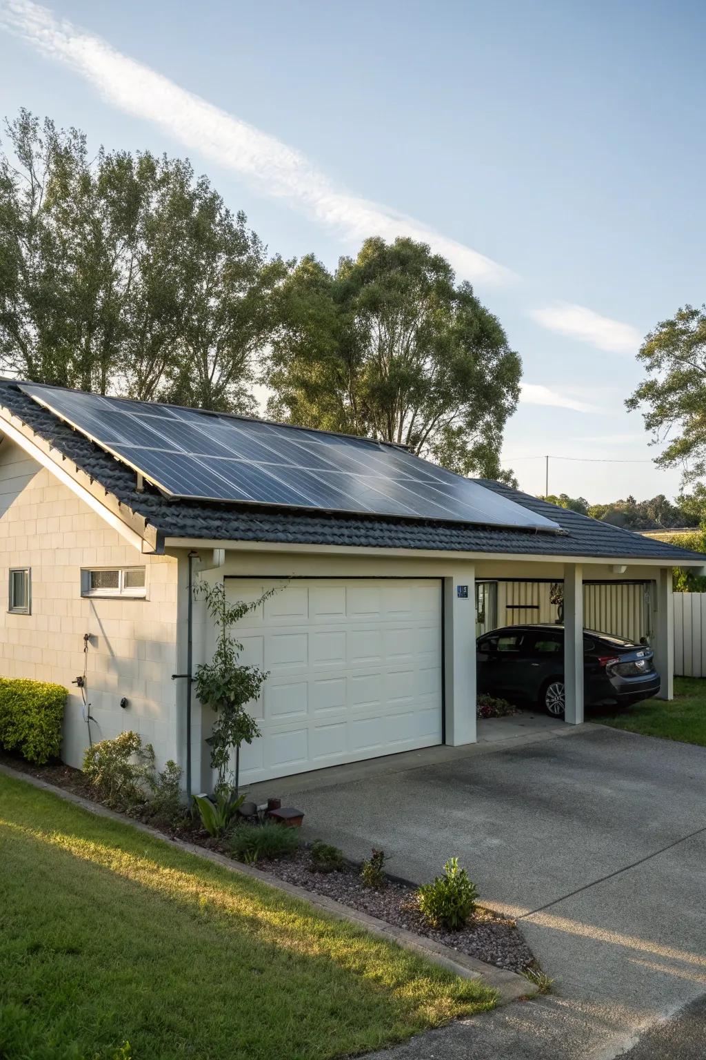 Use sustainable energy with energy cells on your garage roof.