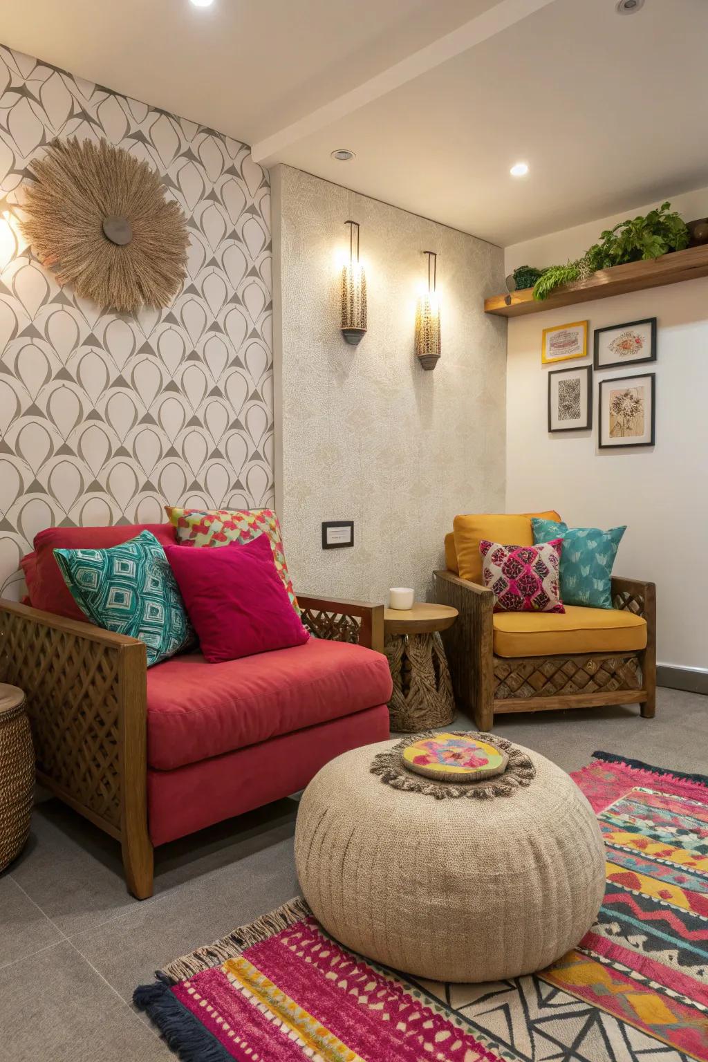 A splash of color that enlivens the sitting space.