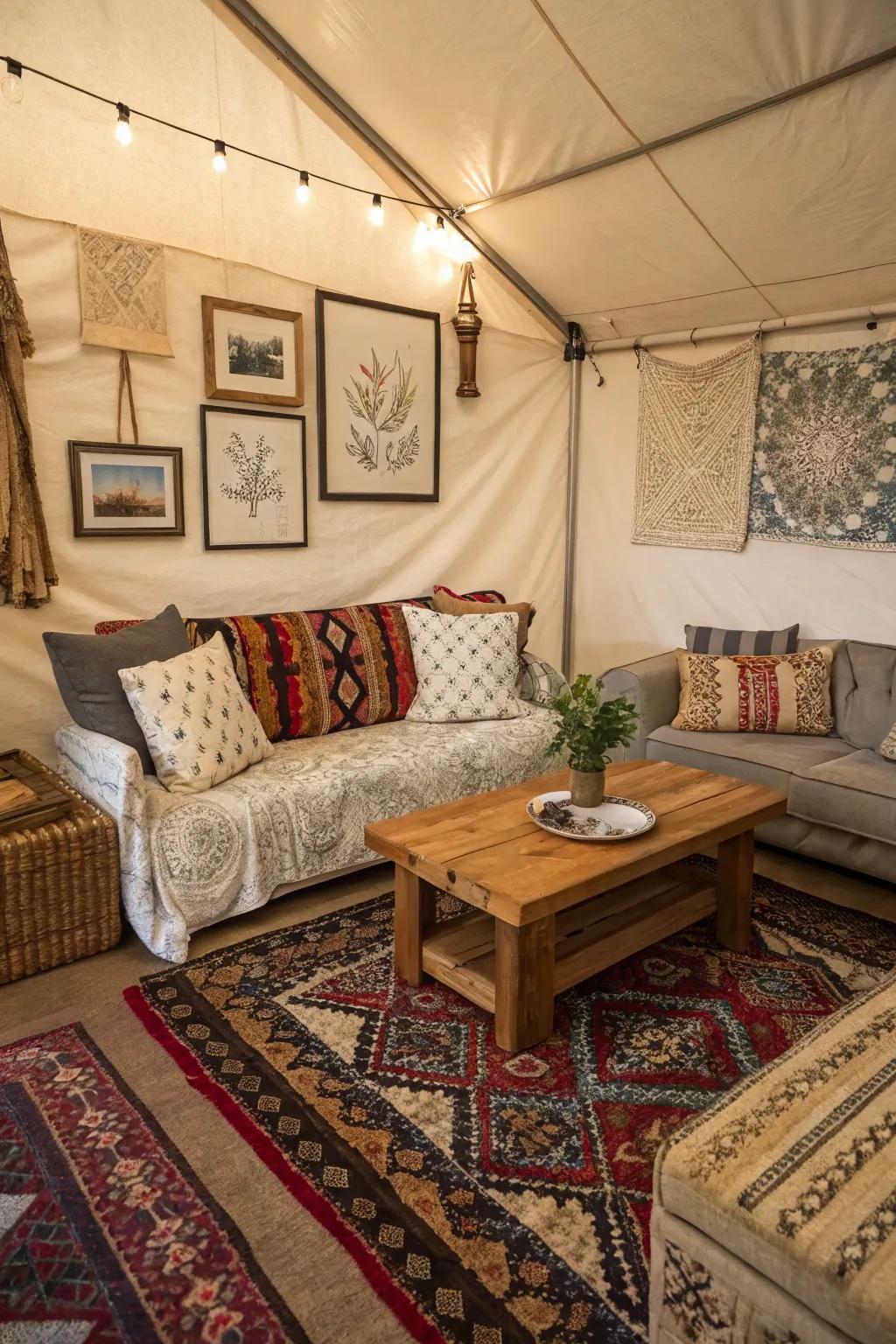 Textures contribute depth and visual interest to small Airbnb environments.