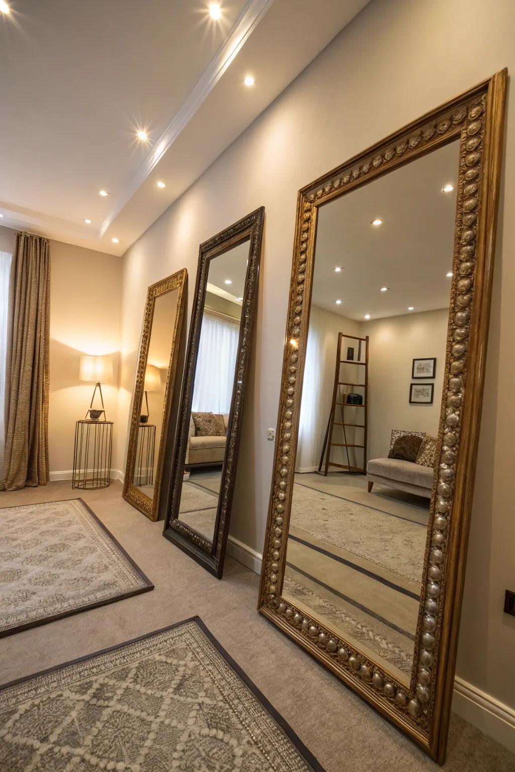 Mirrors cleverly positioned contribute dimension and transparency to this small cigar area.