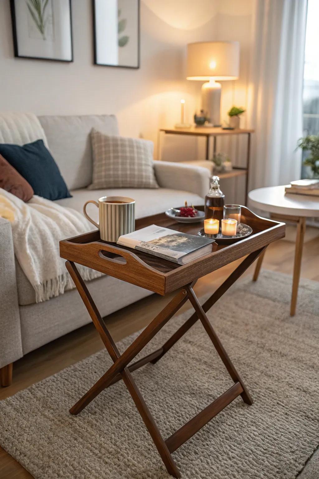 Collapsible tray tables provide adaptable functionality in small homes.