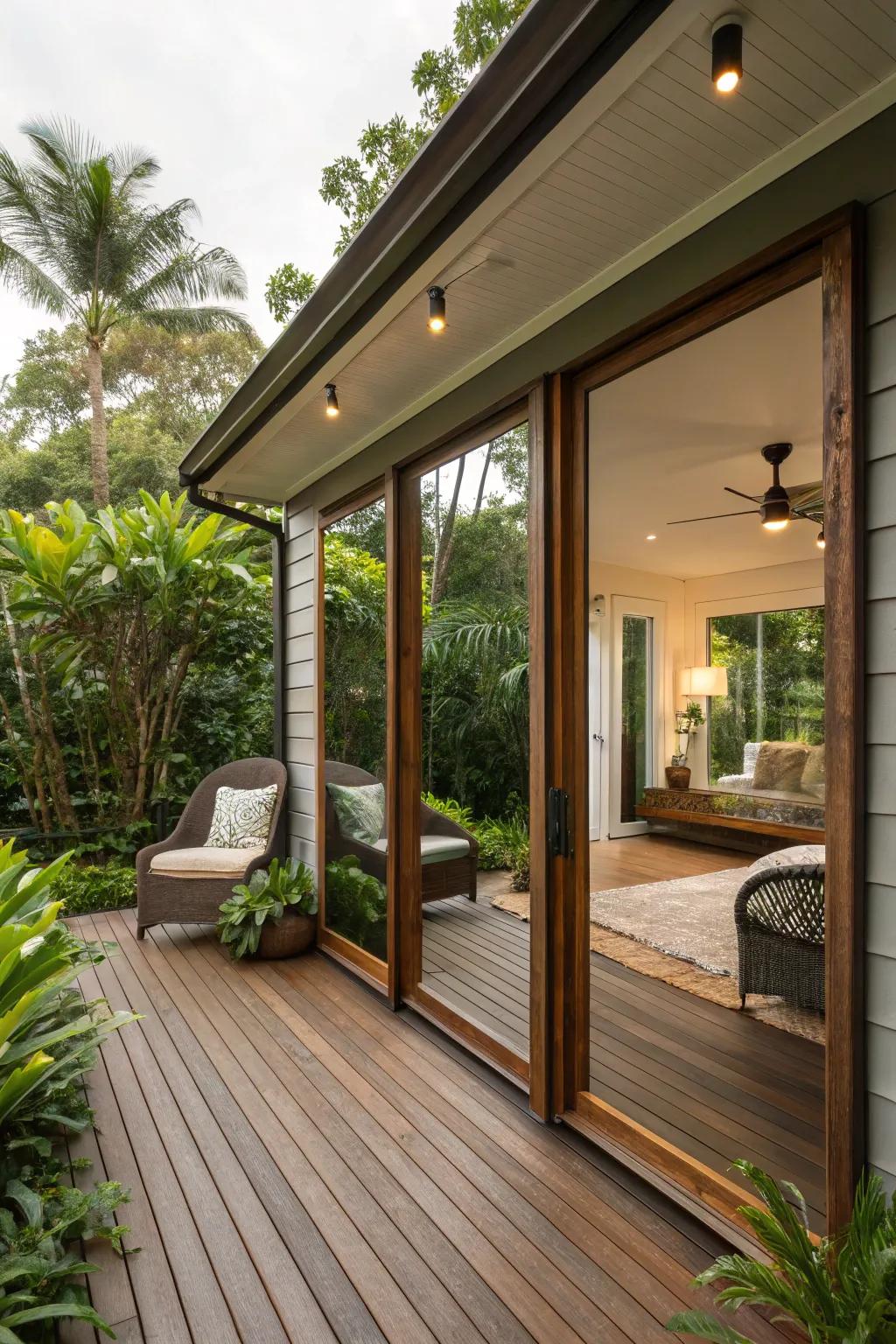 Employ looking glasses to open up your lanai and enhance natural light.