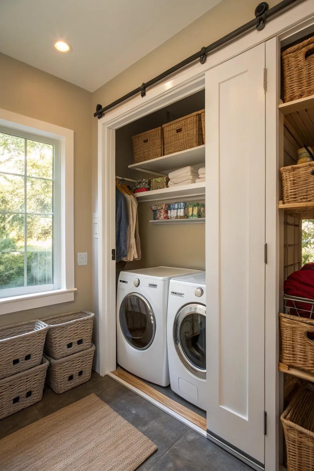 Cover up utilities to create a cleaner and more inviting space.