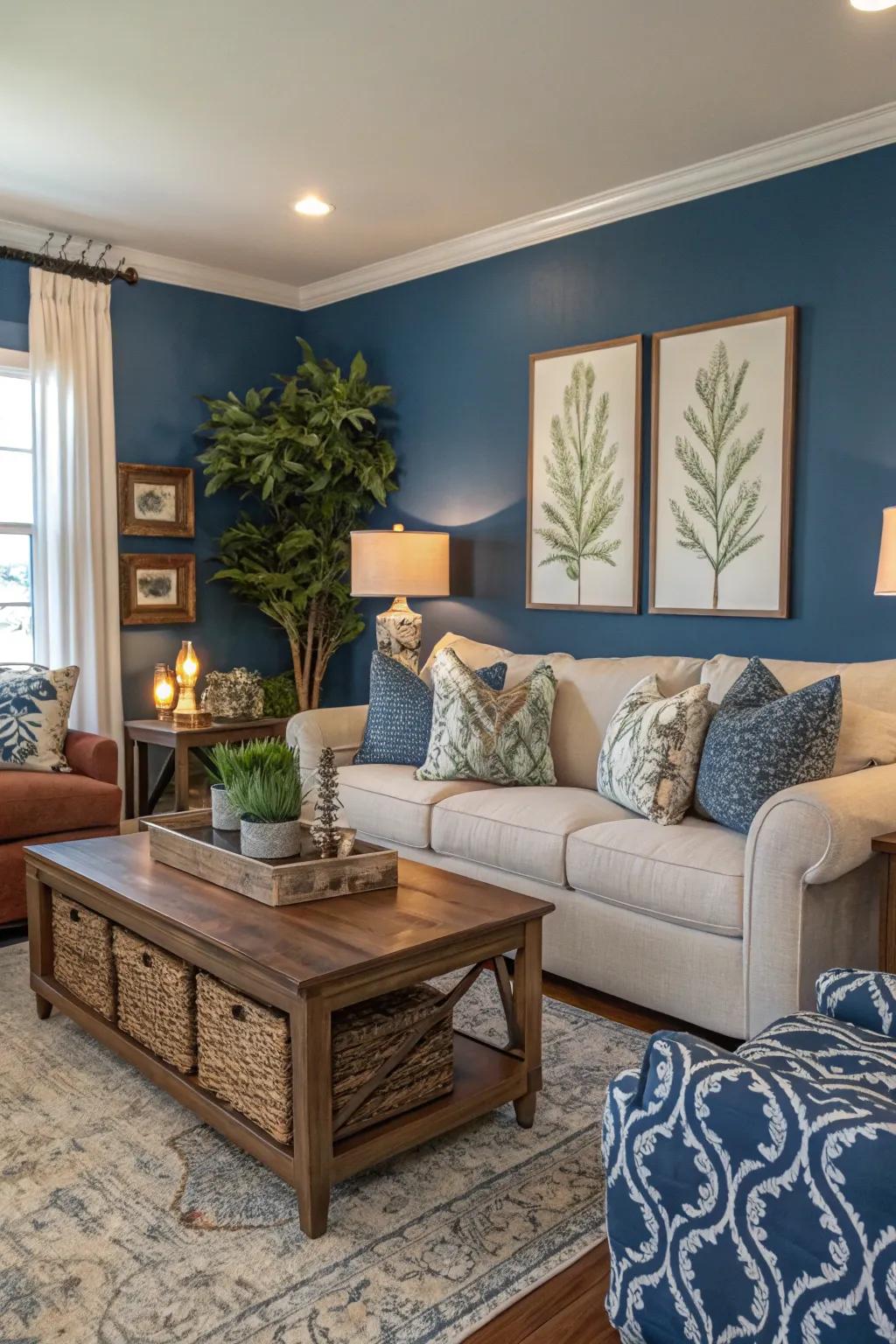 A vibrant feature wall that adds a lively touch to a Southern living space.