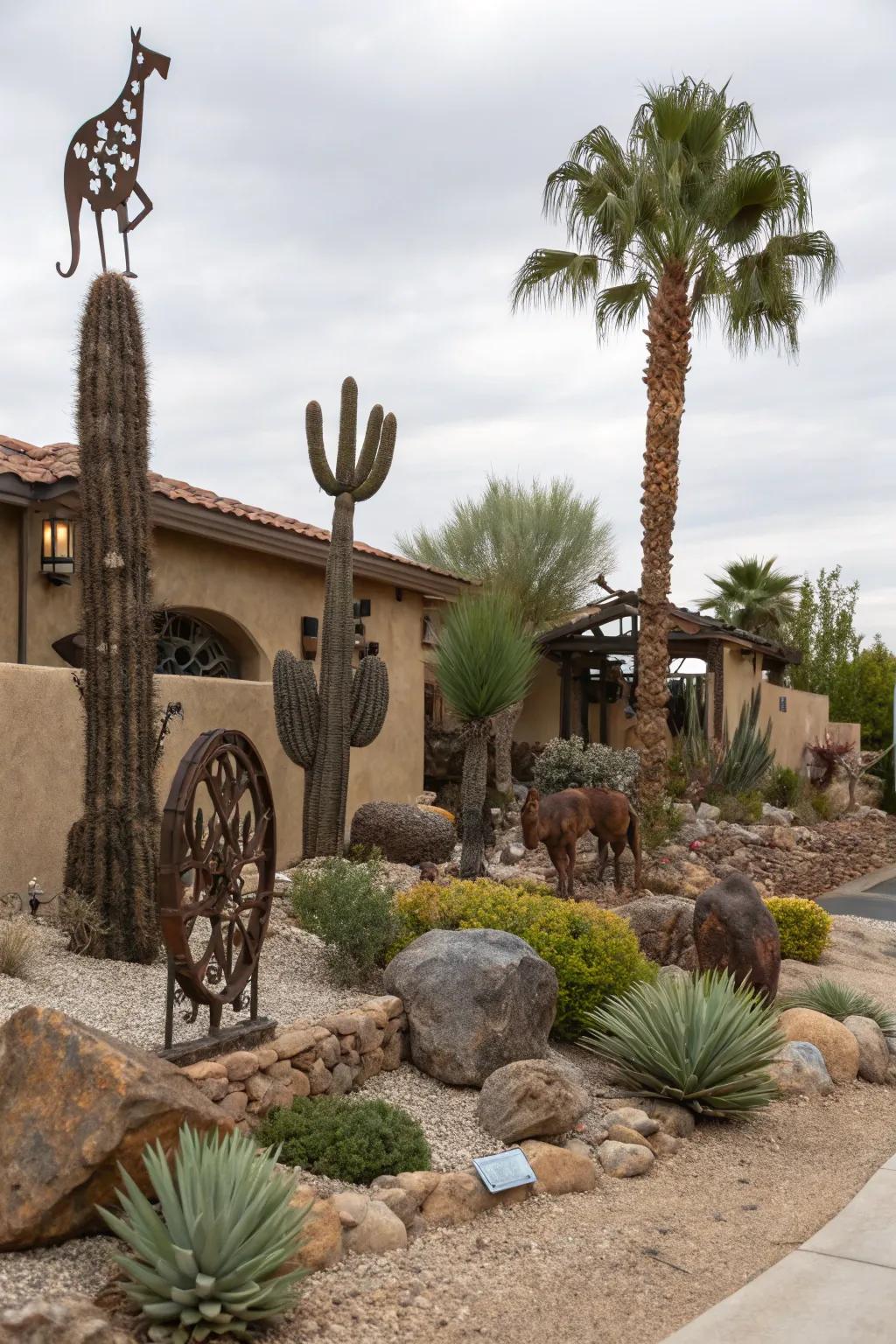 Special metal art adding a unique touch to the garden.