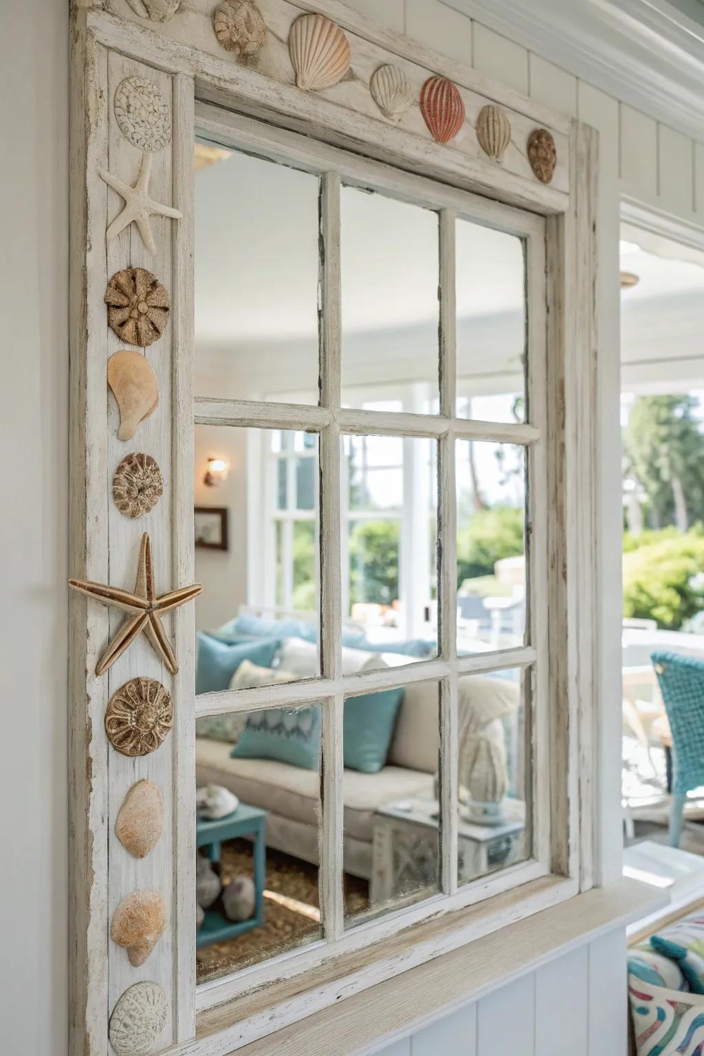Seaside-themed frames establish a revitalizing and airy setting.