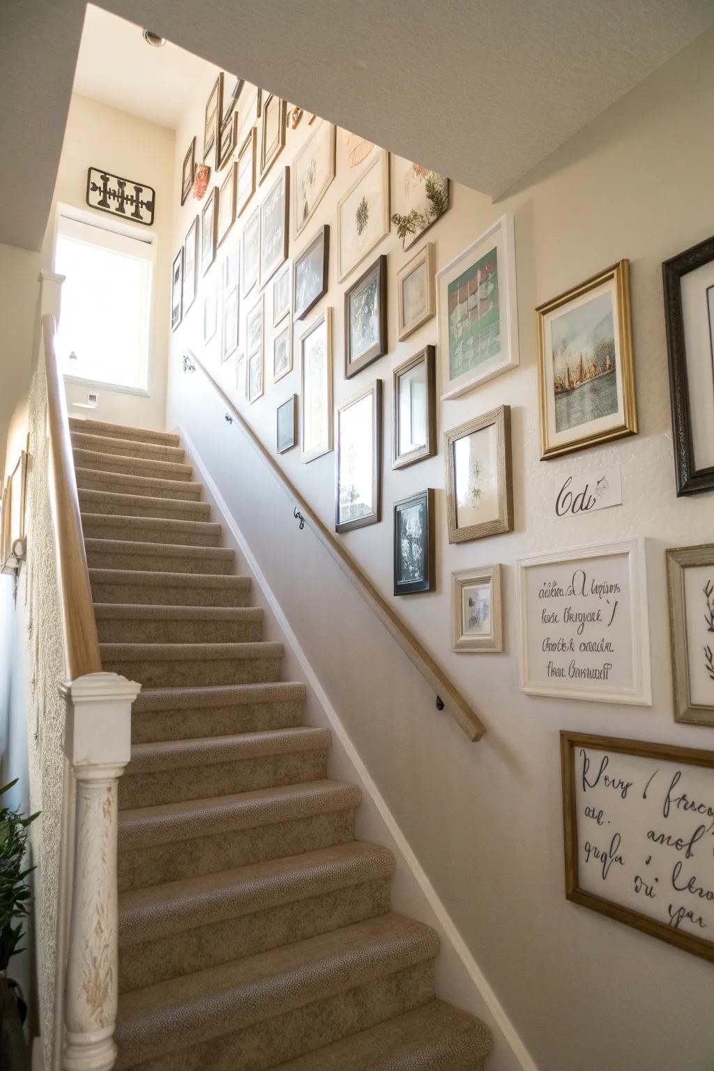 Inspirational quotations inject optimism and character into the gallery wall.