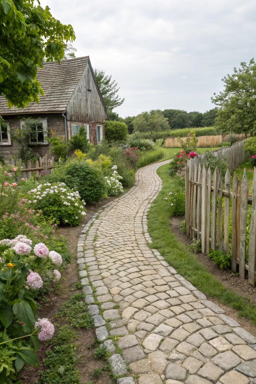 Embrace rustic charm with cobblestone patterns.