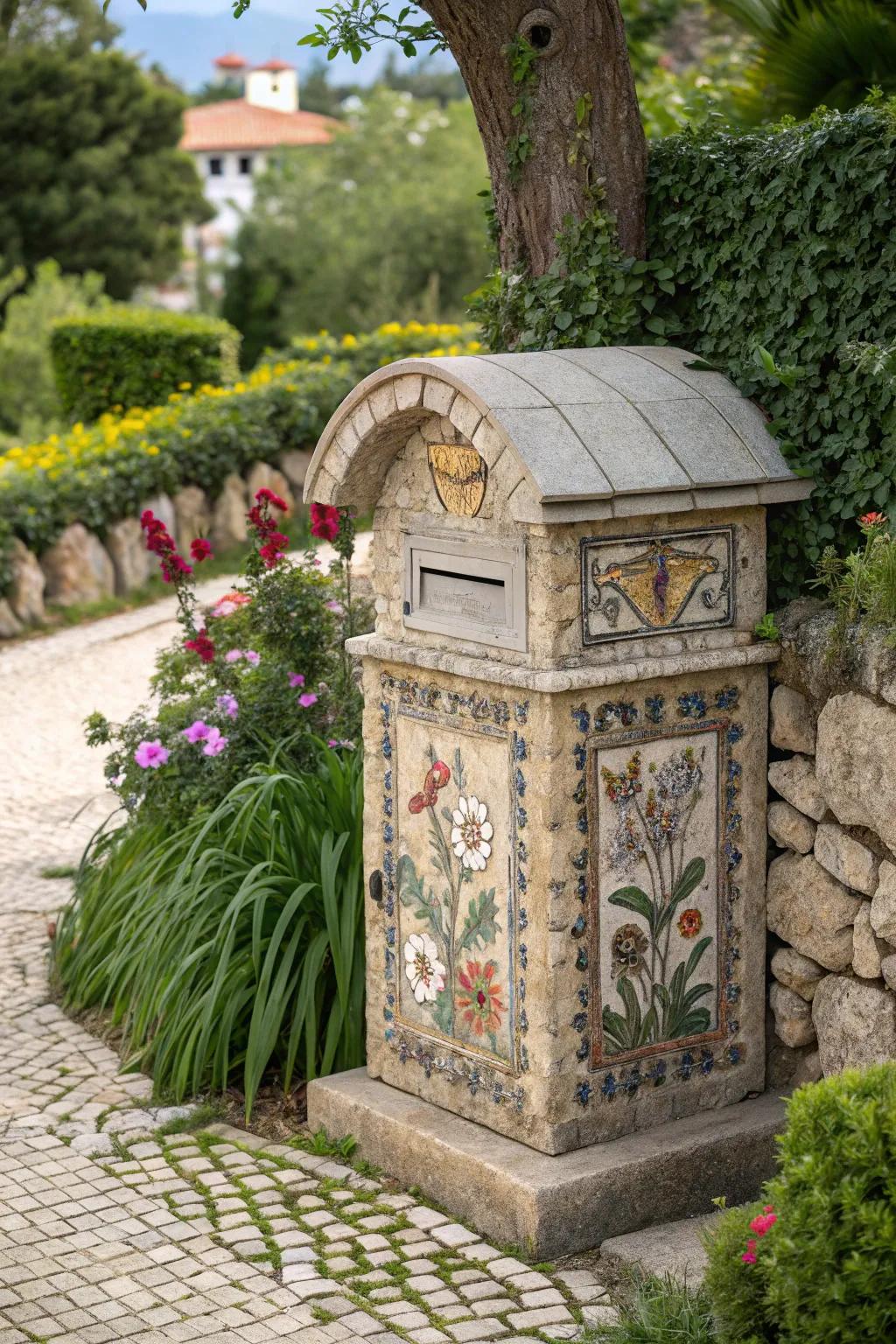 Mosaic designs turn your mailbox into a work of art.