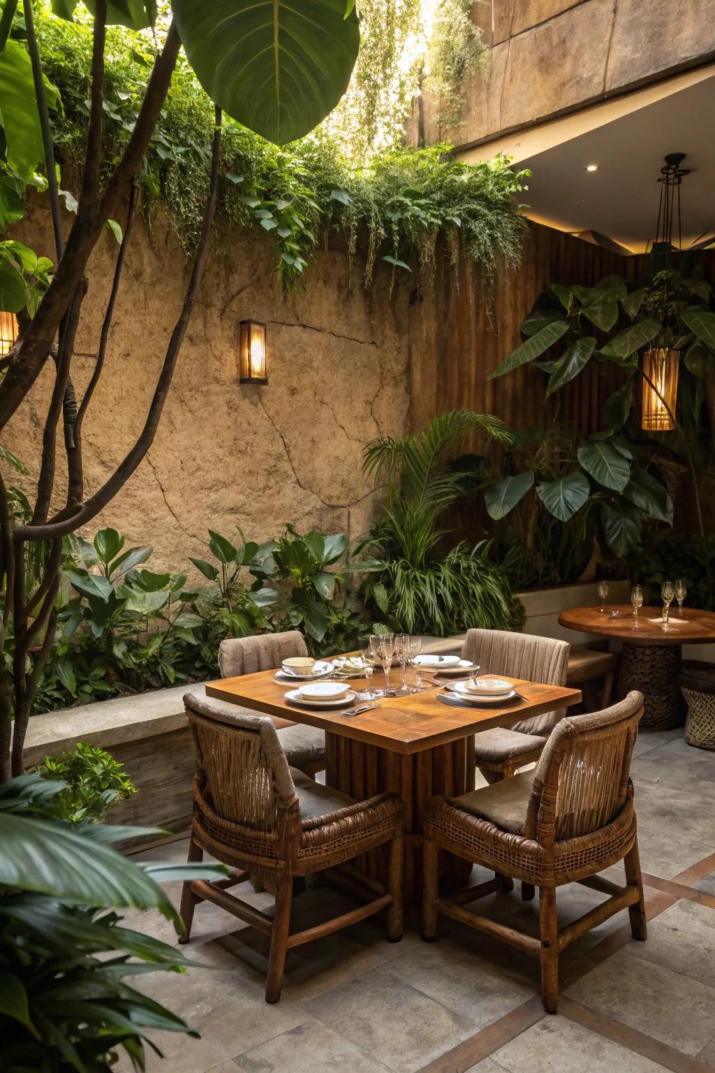 A sunken dining area ideal for al fresco dining.