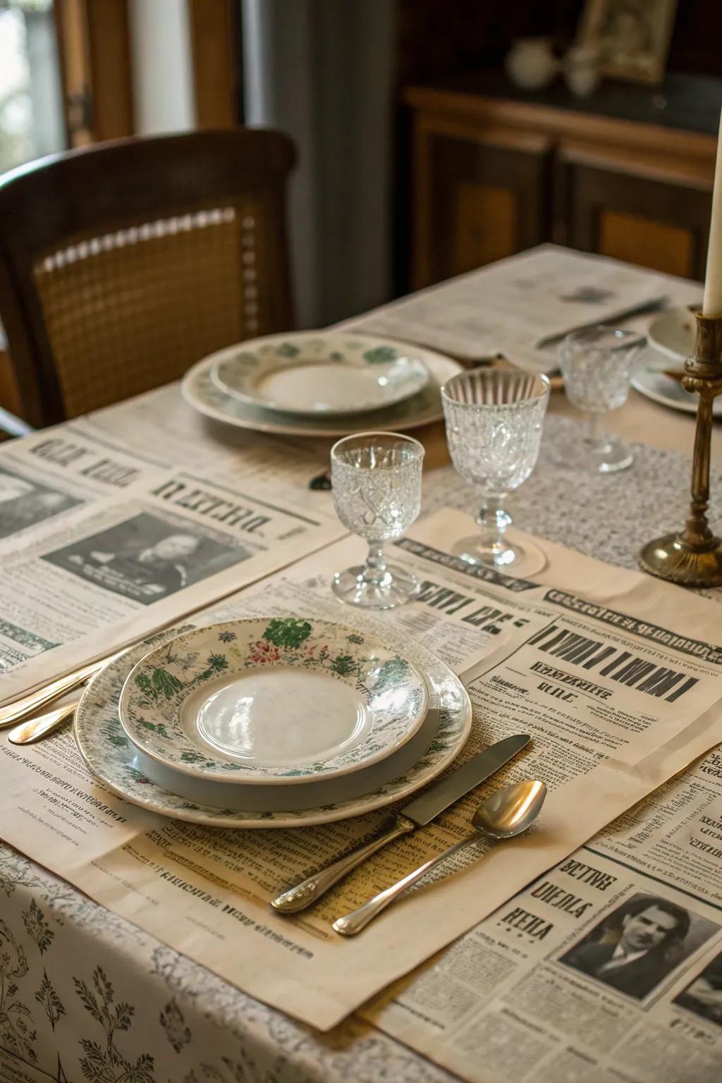 Publications offer a nostalgic and eco-friendly table setting.