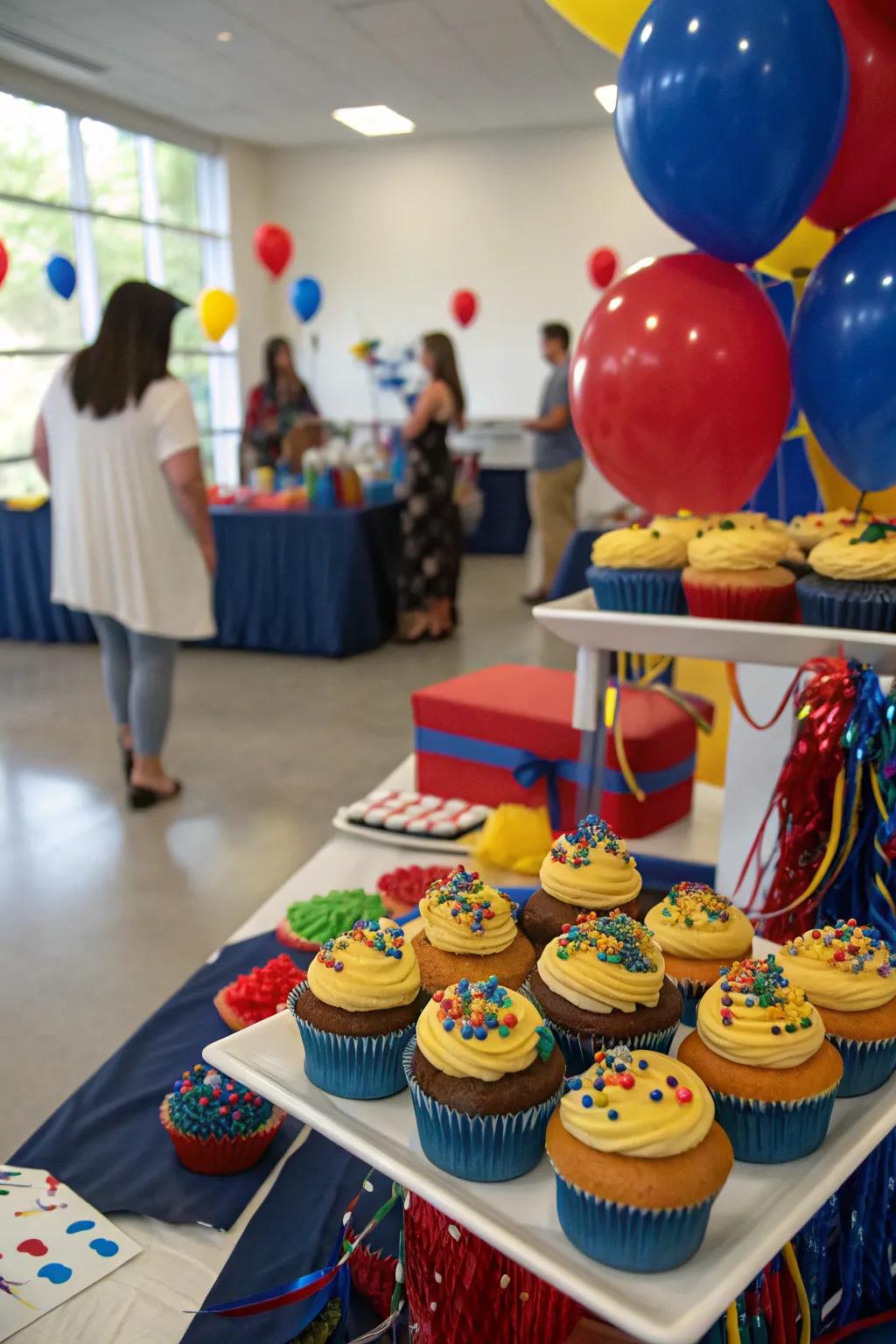 A sweet treat showcase featuring themed cupcakes presents both a confection and an ornament.