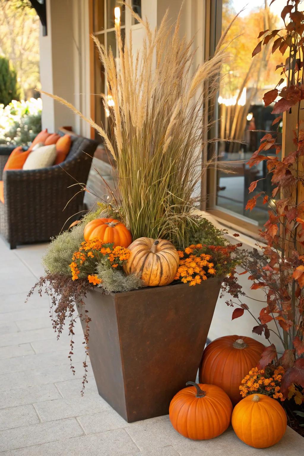 Celebrate the seasons with themed container arrangements.