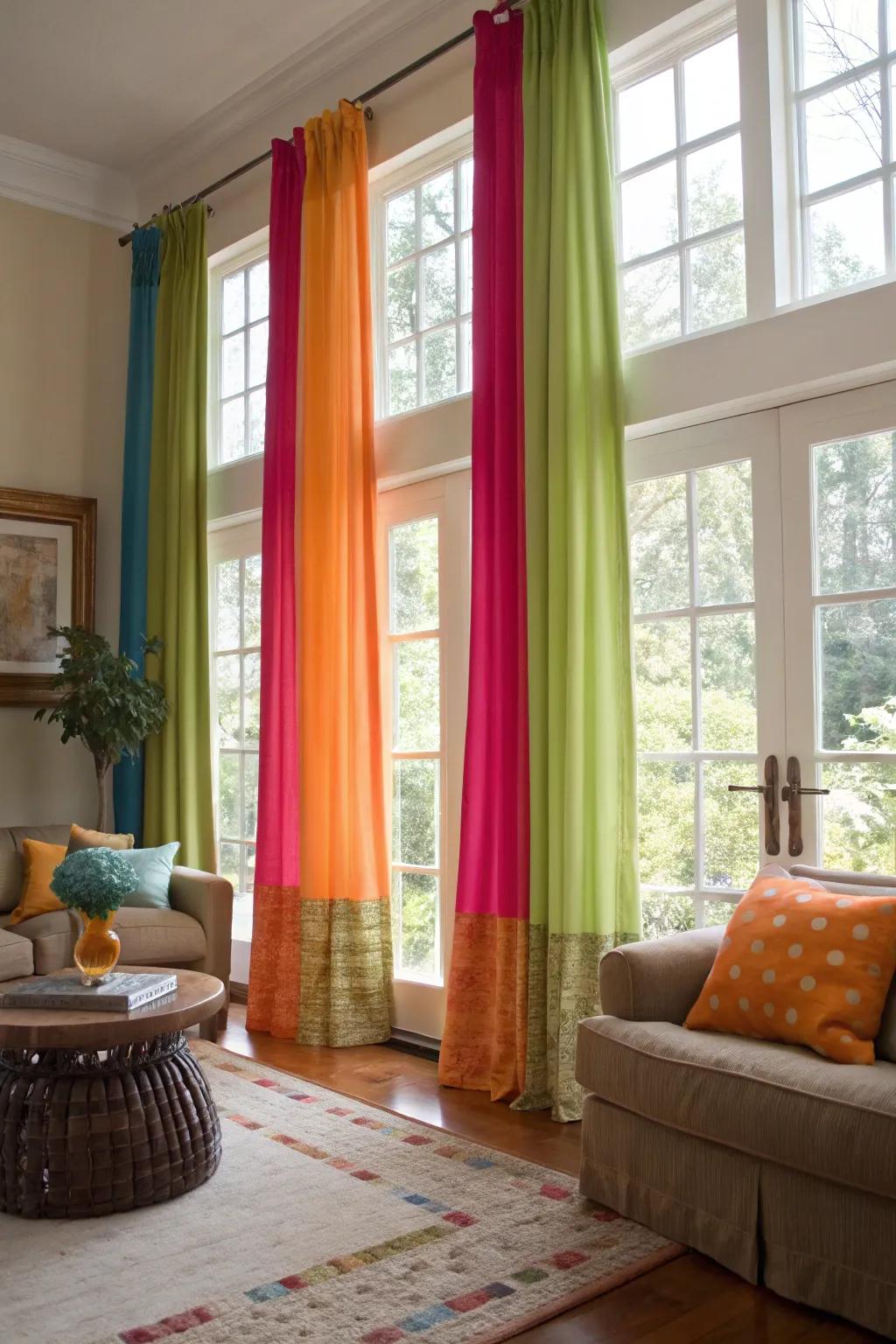 Dyed textile curtains for added depth and character.