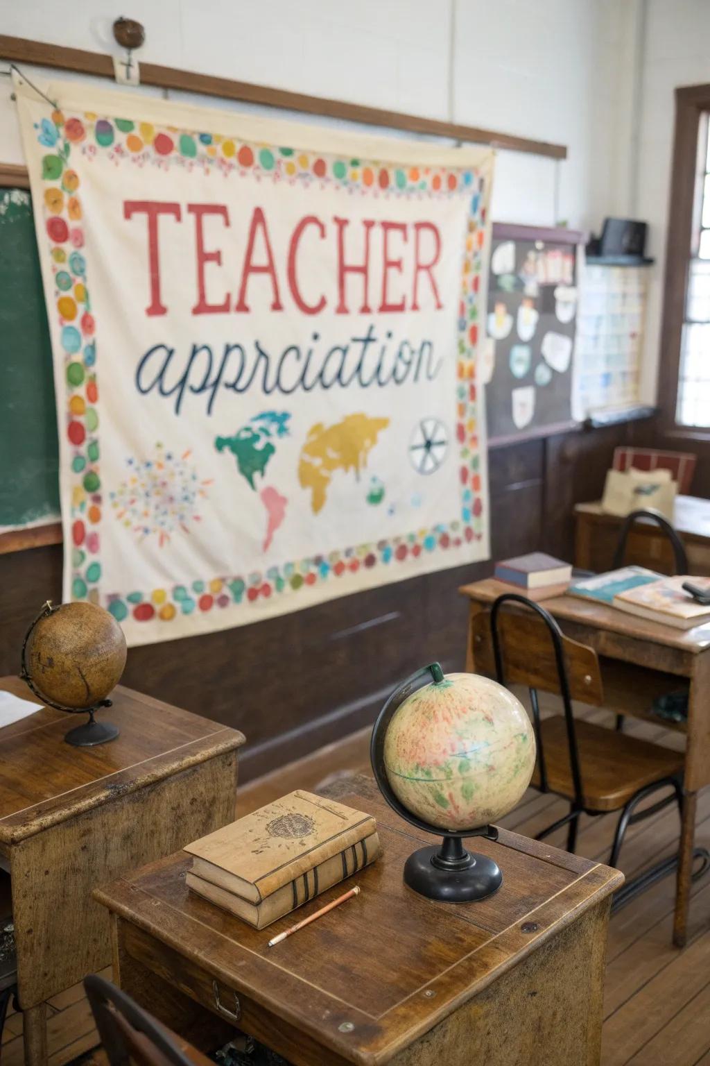 A nostalgic banner with relics for a timeless look.