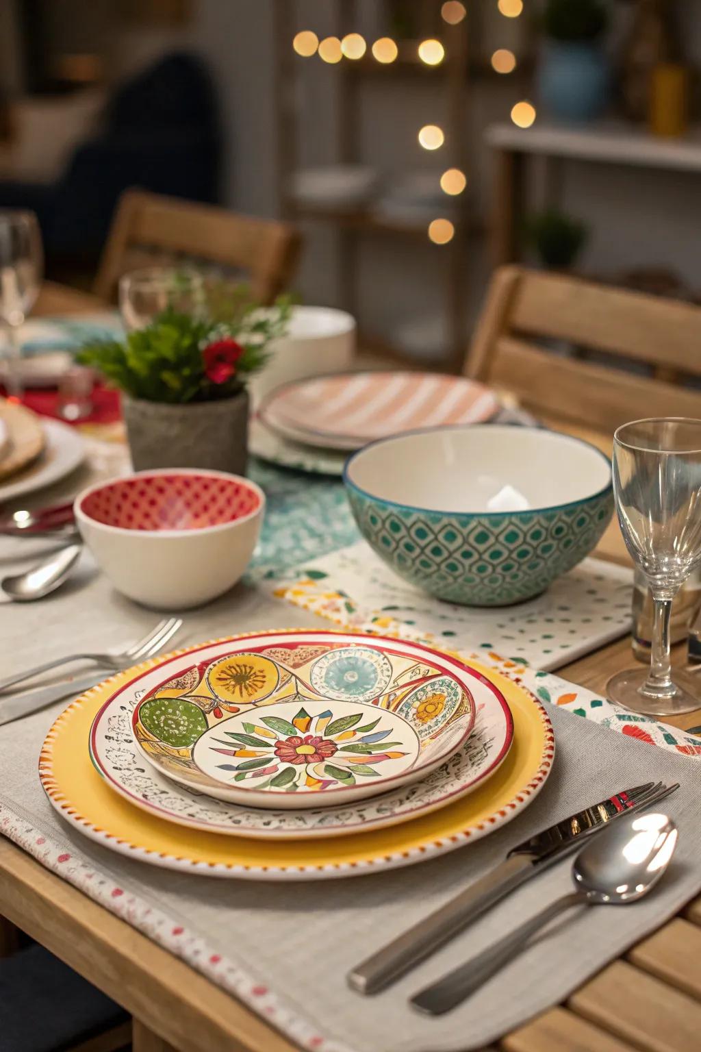 Different plates create a customized dining feel.