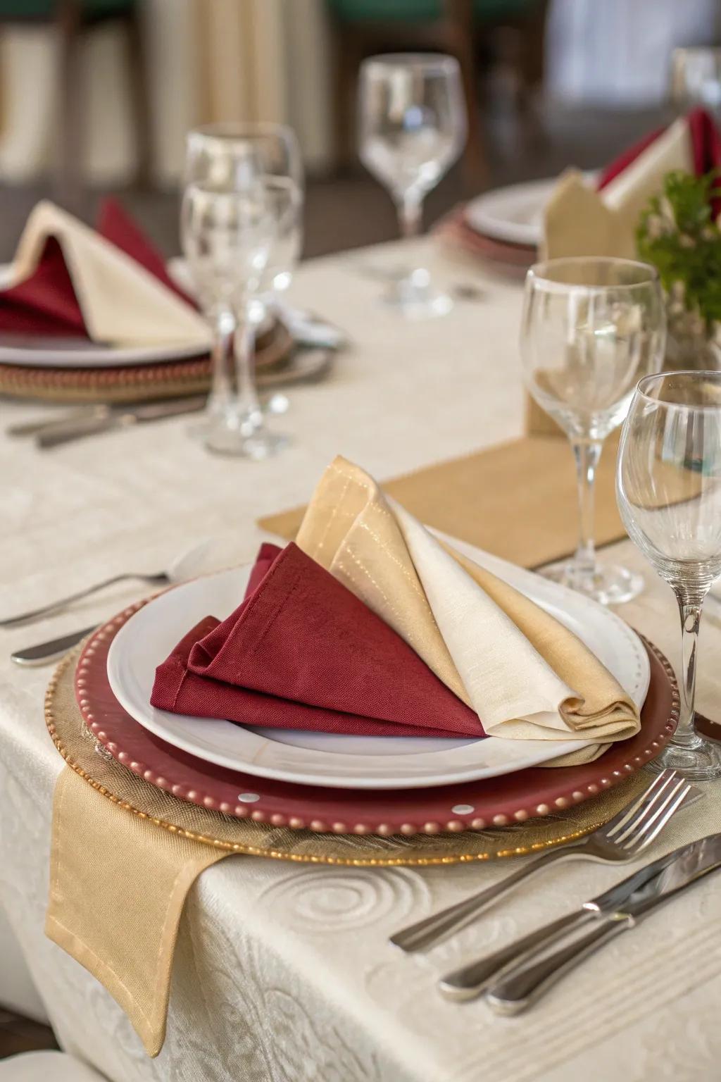 Layered napkins contribute richness and elegance to your Thanksgiving table.