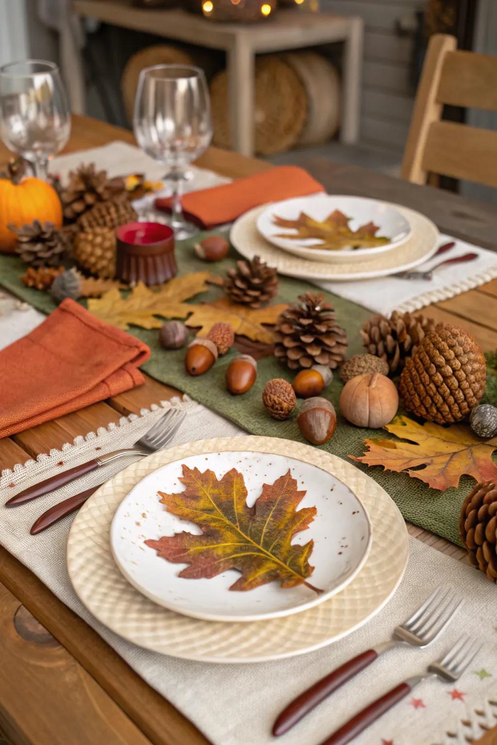 A woodland theme binds together various elements for a cohesive aesthetic.